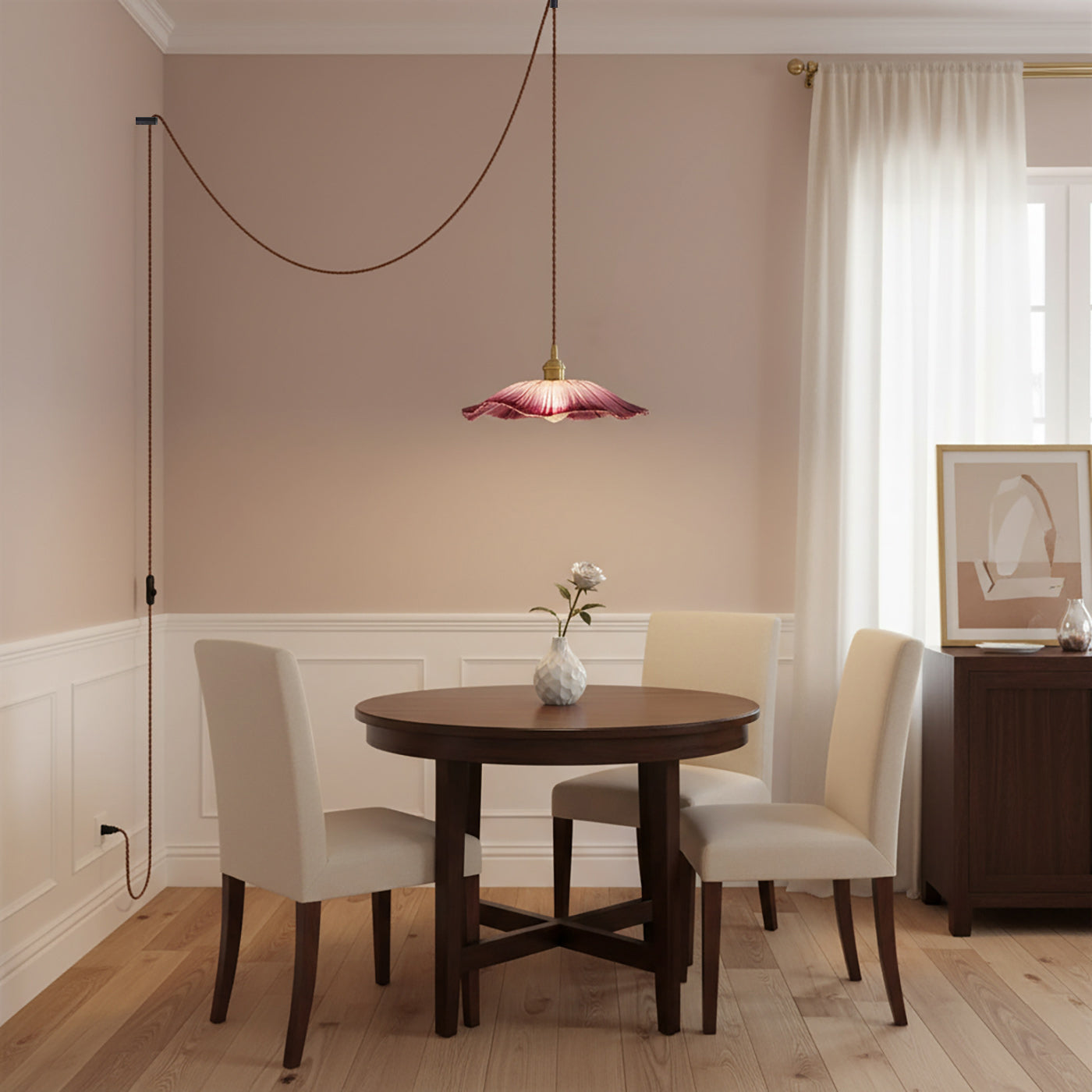 Flora Glass Plug-In Pendant Light