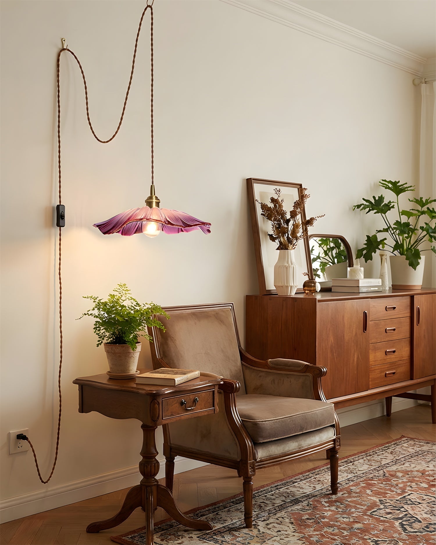 Flora Glass Plug-In Pendant Light