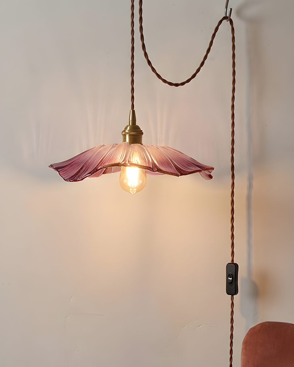 Flora Glass Plug-In Pendant Light