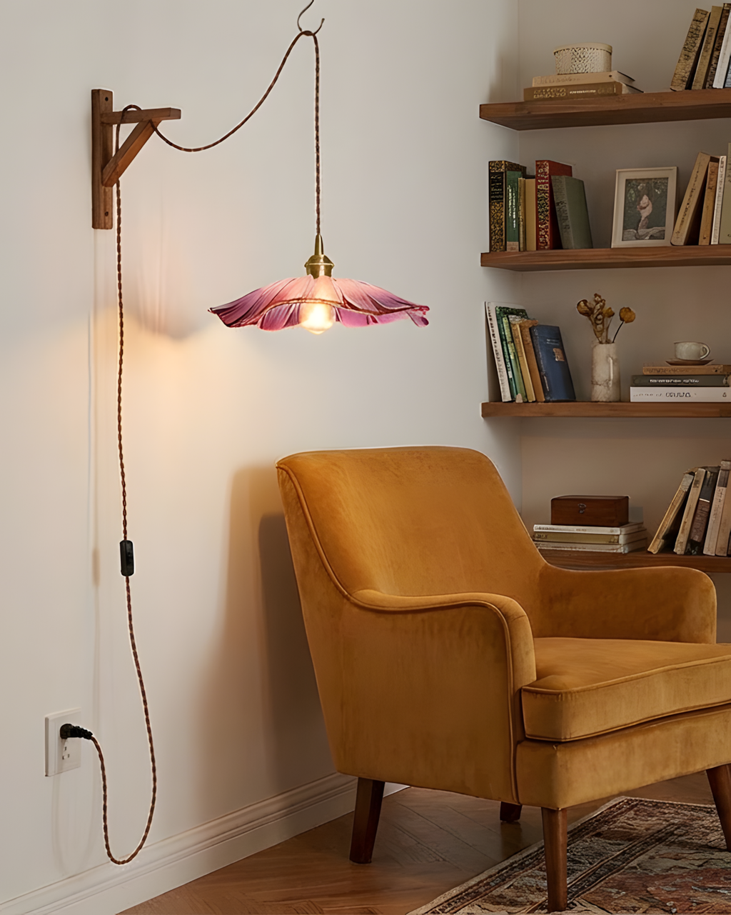 Flora Glass Plug-In Pendant Light