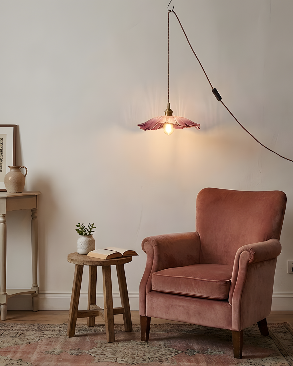 Flora Glass Plug-In Pendant Light