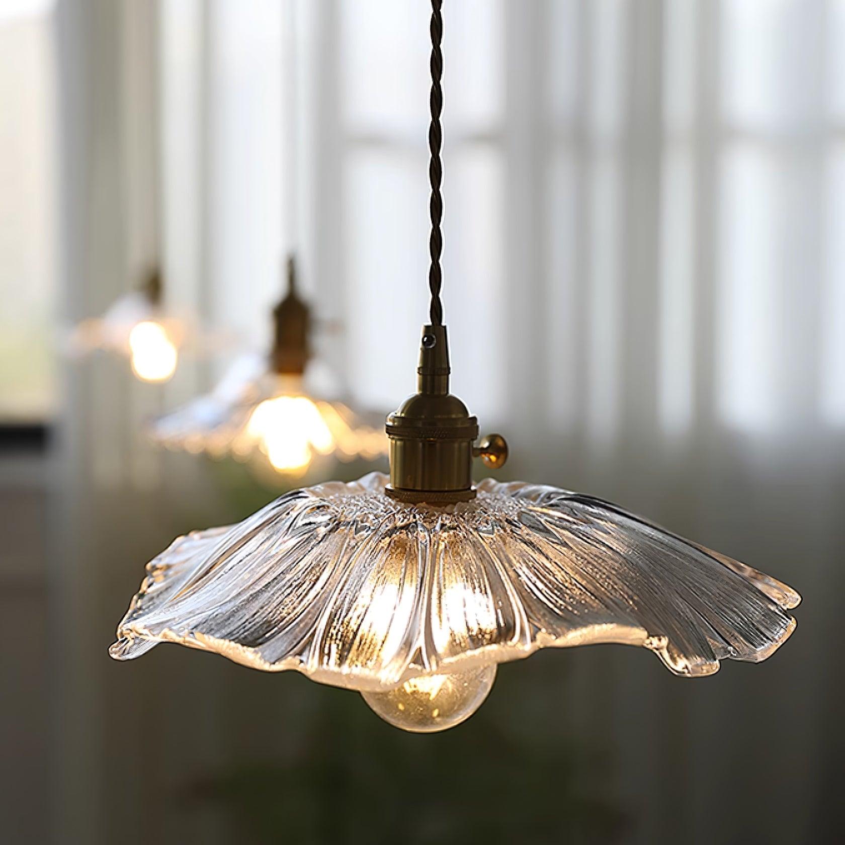 Flower Petal Glass Pendant Light