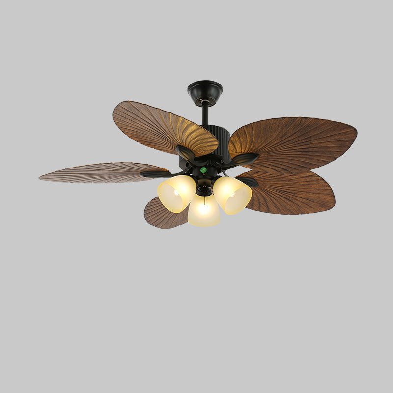 Sculptural Banana Leaf Ceiling Fan Light Fixture