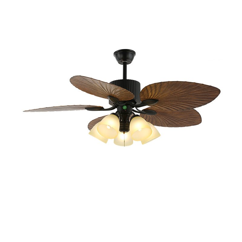 Sculptural Banana Leaf Ceiling Fan Light Fixture
