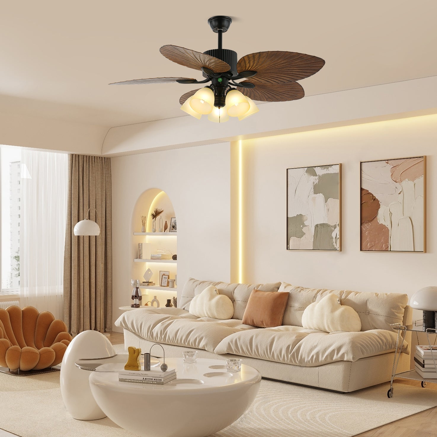 Banana Leaf Ceiling Fan Light with Tropical Blades