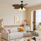 Sculptural Banana Leaf Ceiling Fan Light Fixture
