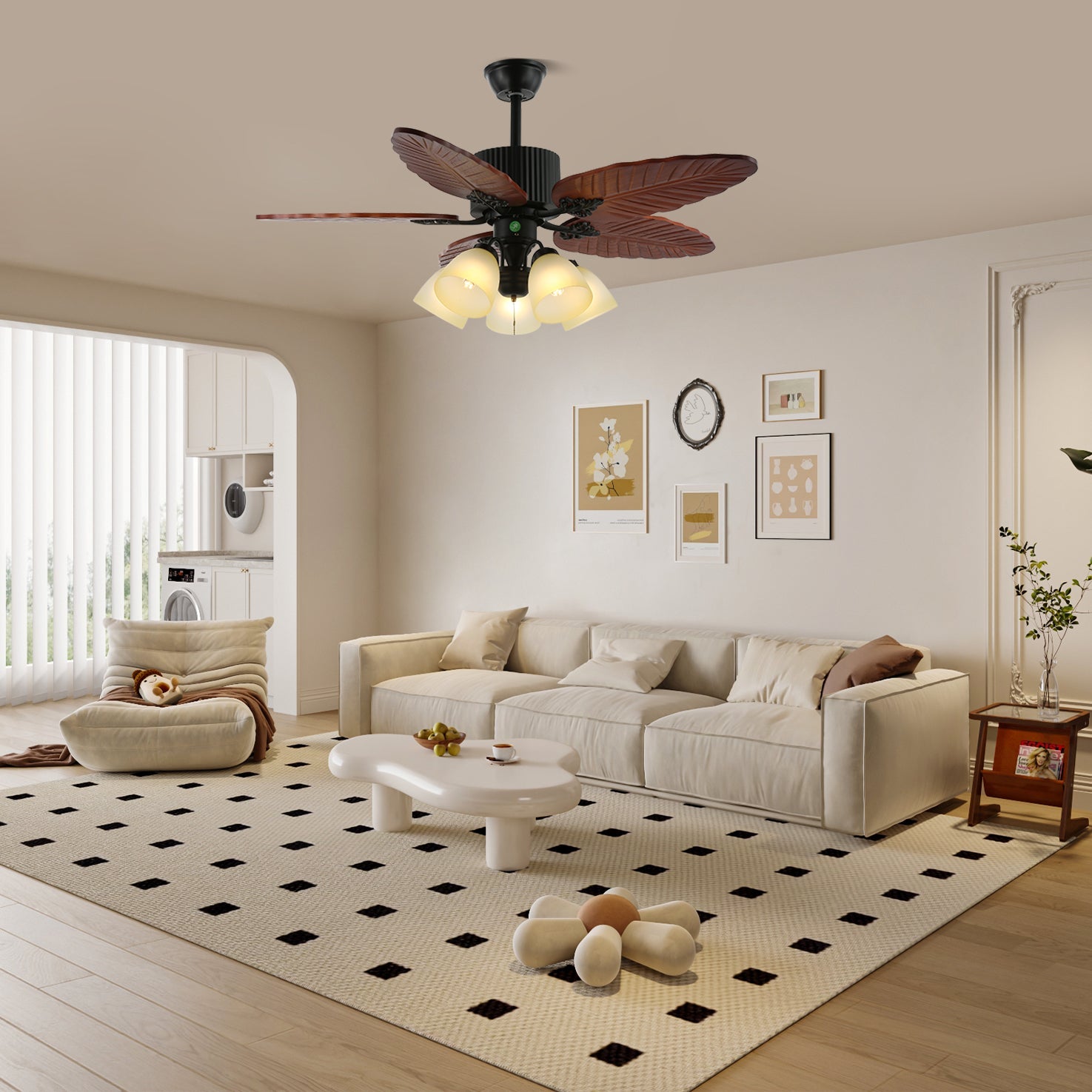 Banana Leaf Ceiling Fan Light with Tropical Blades