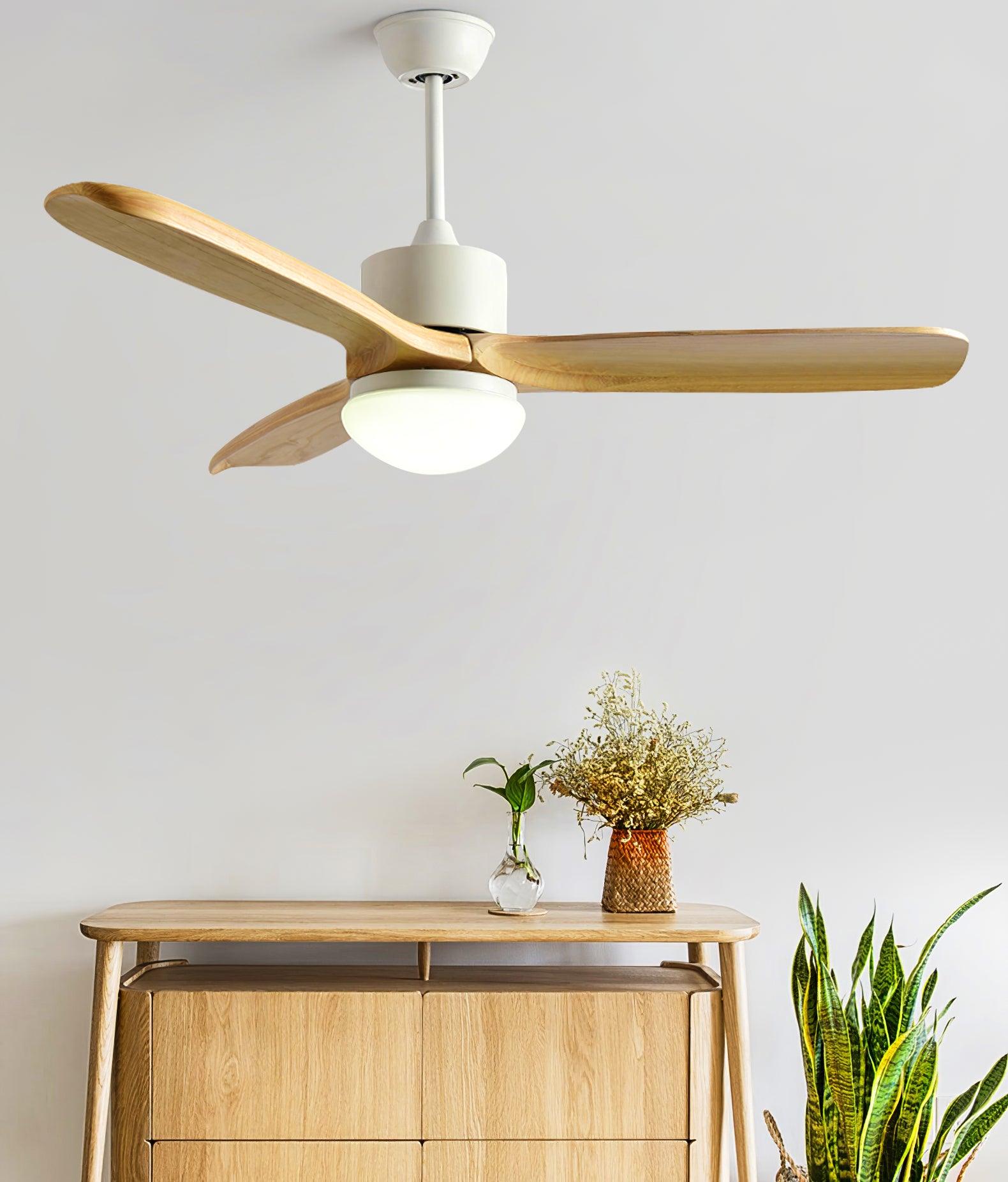 Harborough Sculpted Wood Blade Ceiling Fan Light