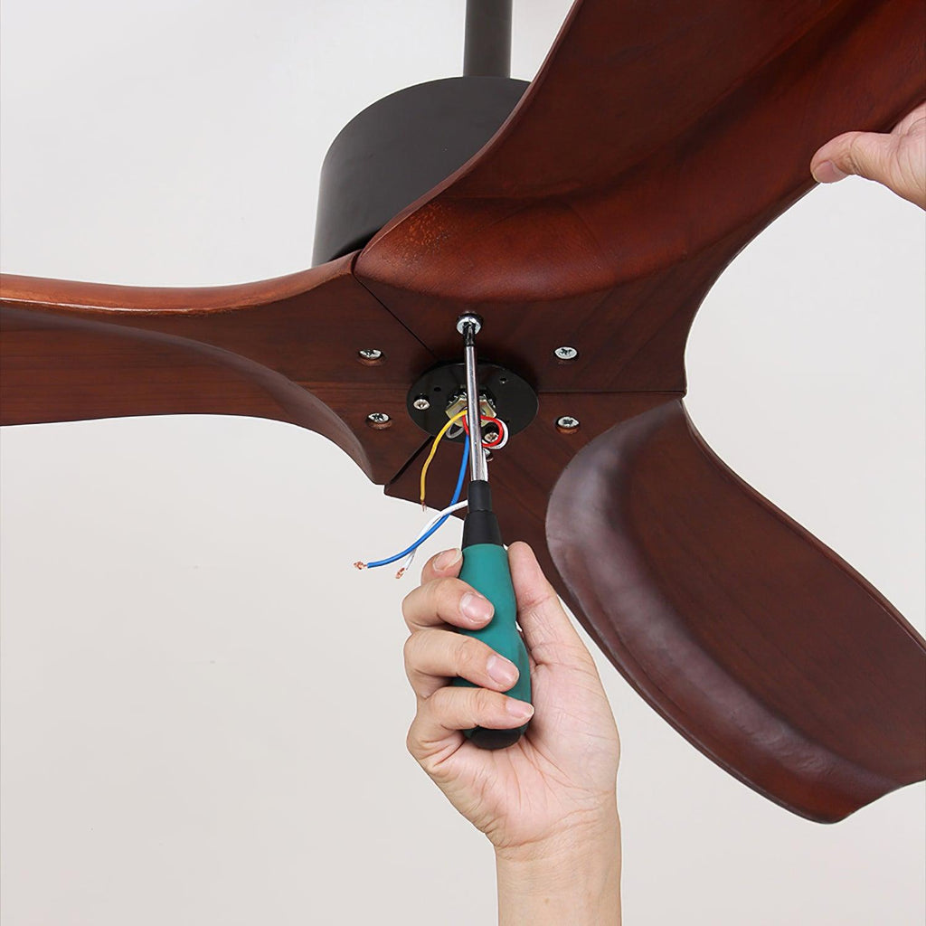 Harborough Sculpted Wood Blade Ceiling Fan Light