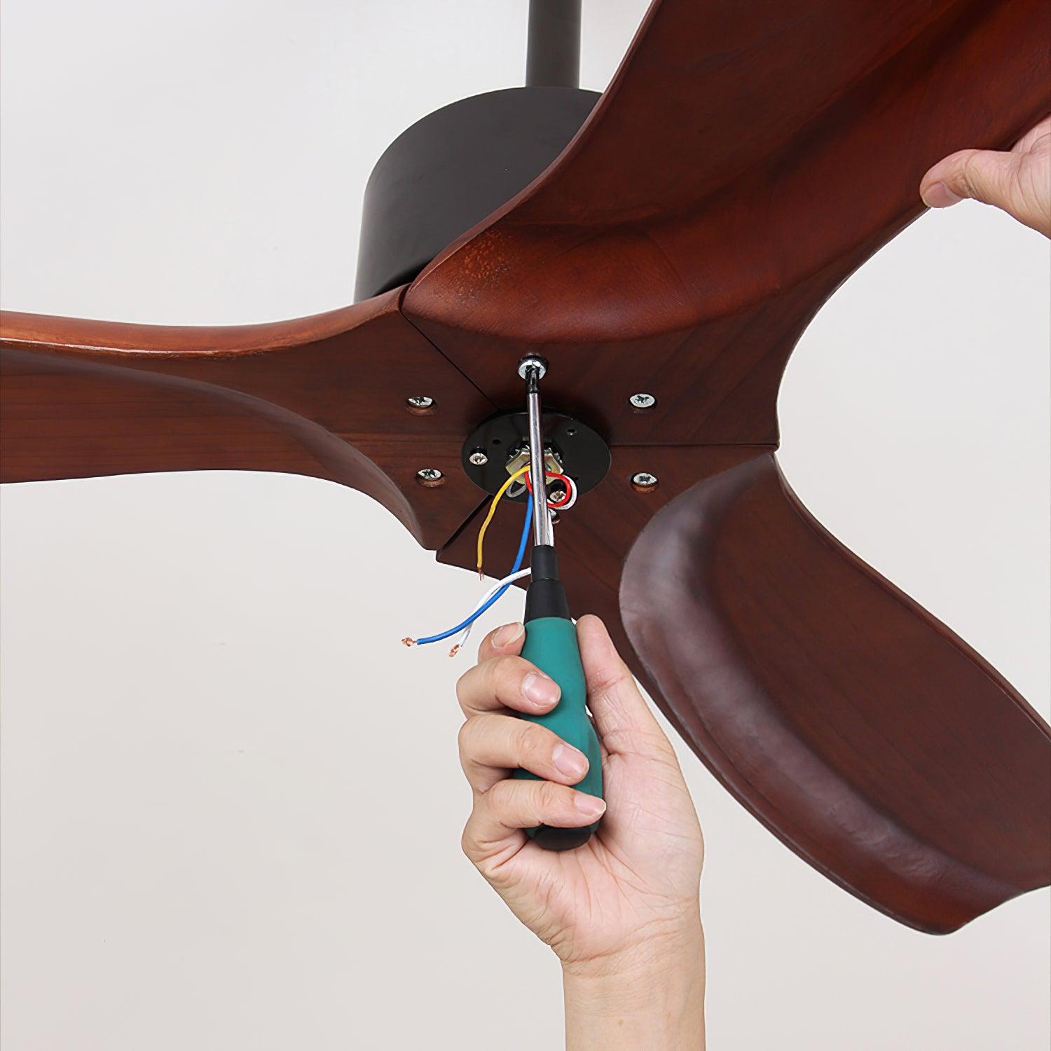 Harborough Sculpted Wood Blade Ceiling Fan Light