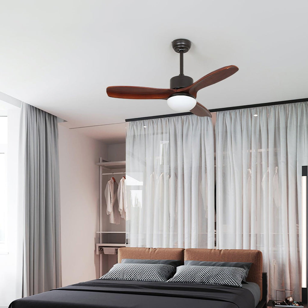 Harborough Sculpted Wood Blade Ceiling Fan Light
