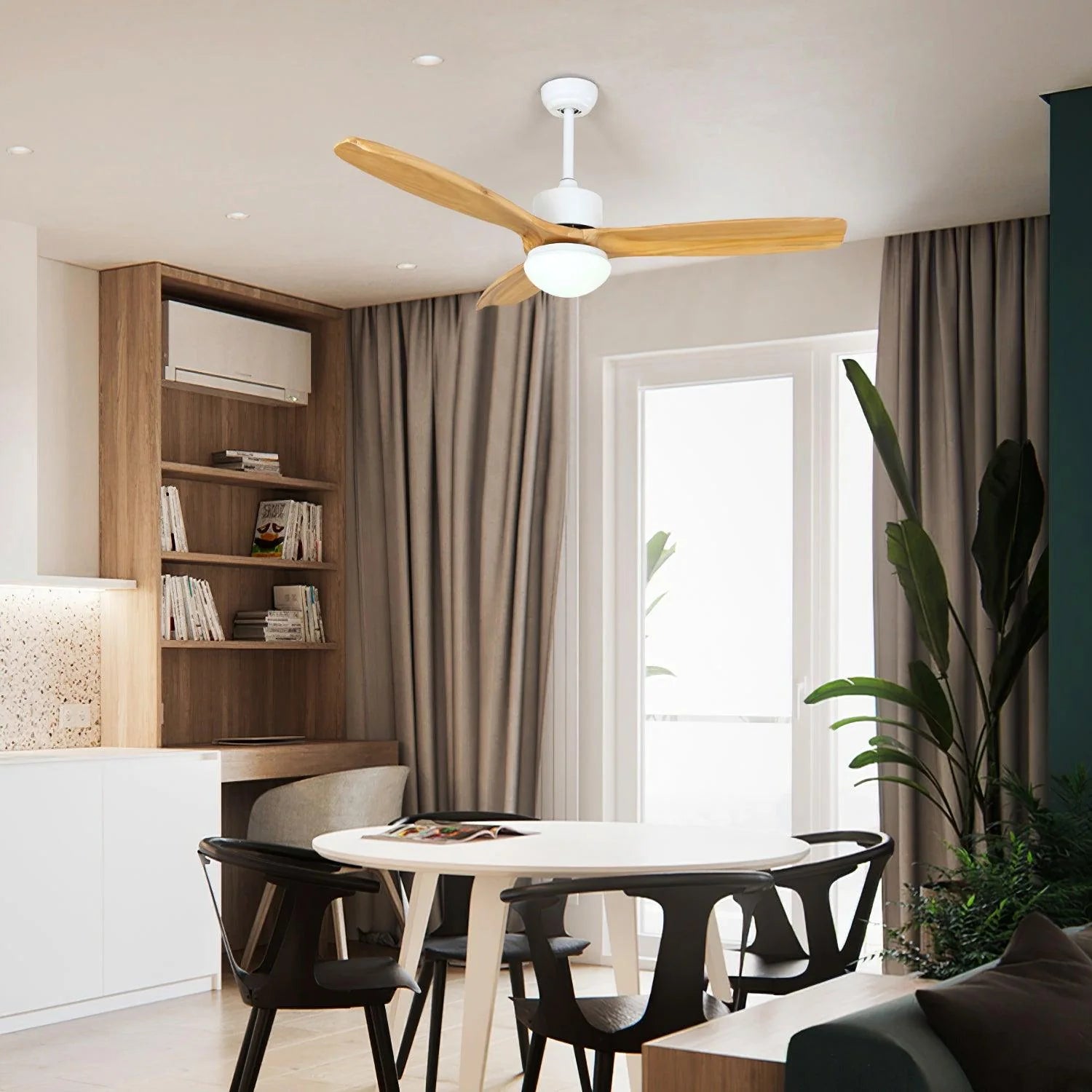 Harborough Sculpted Wood Blade Ceiling Fan Light