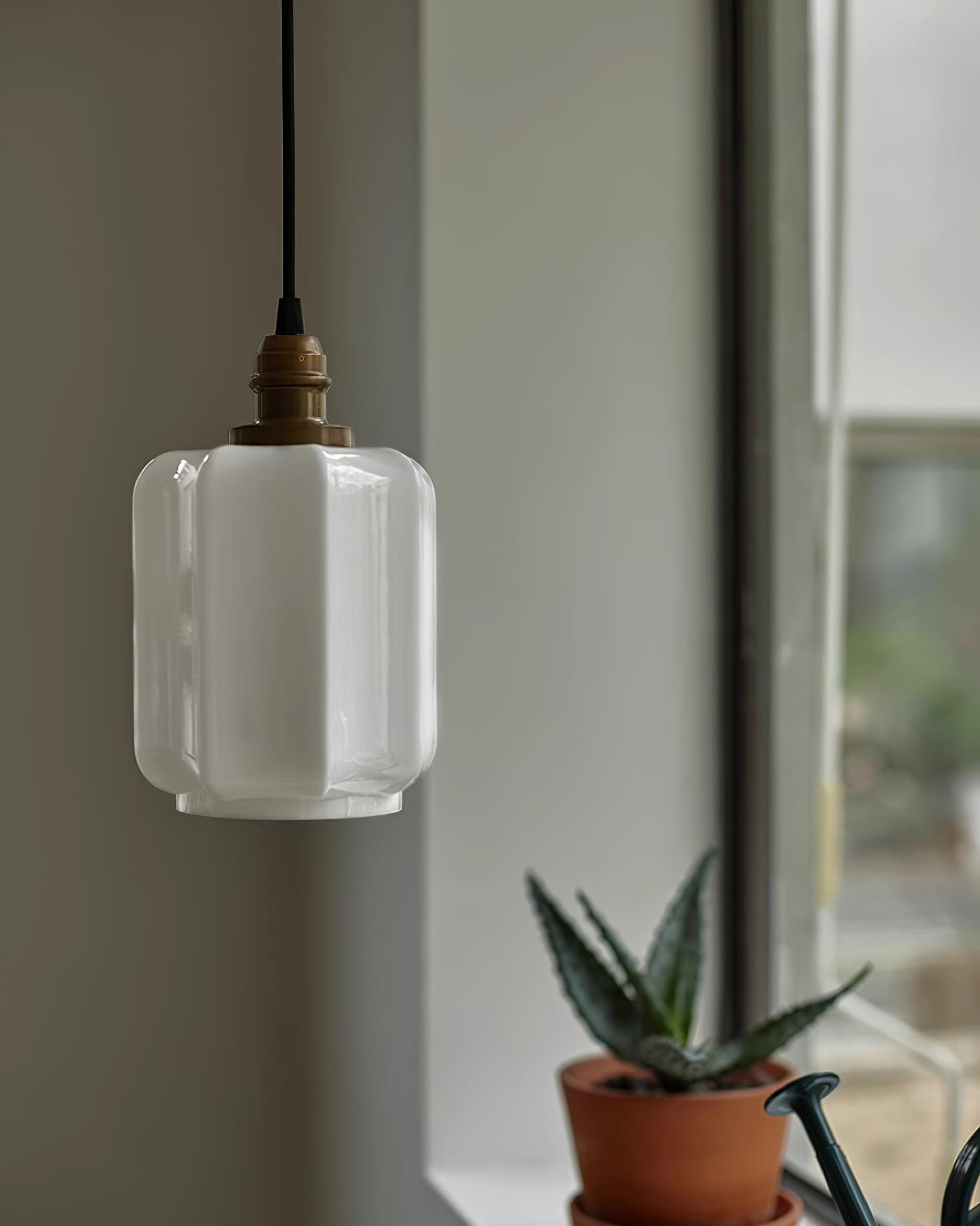 Henry White Glass & Brass Pendant Light