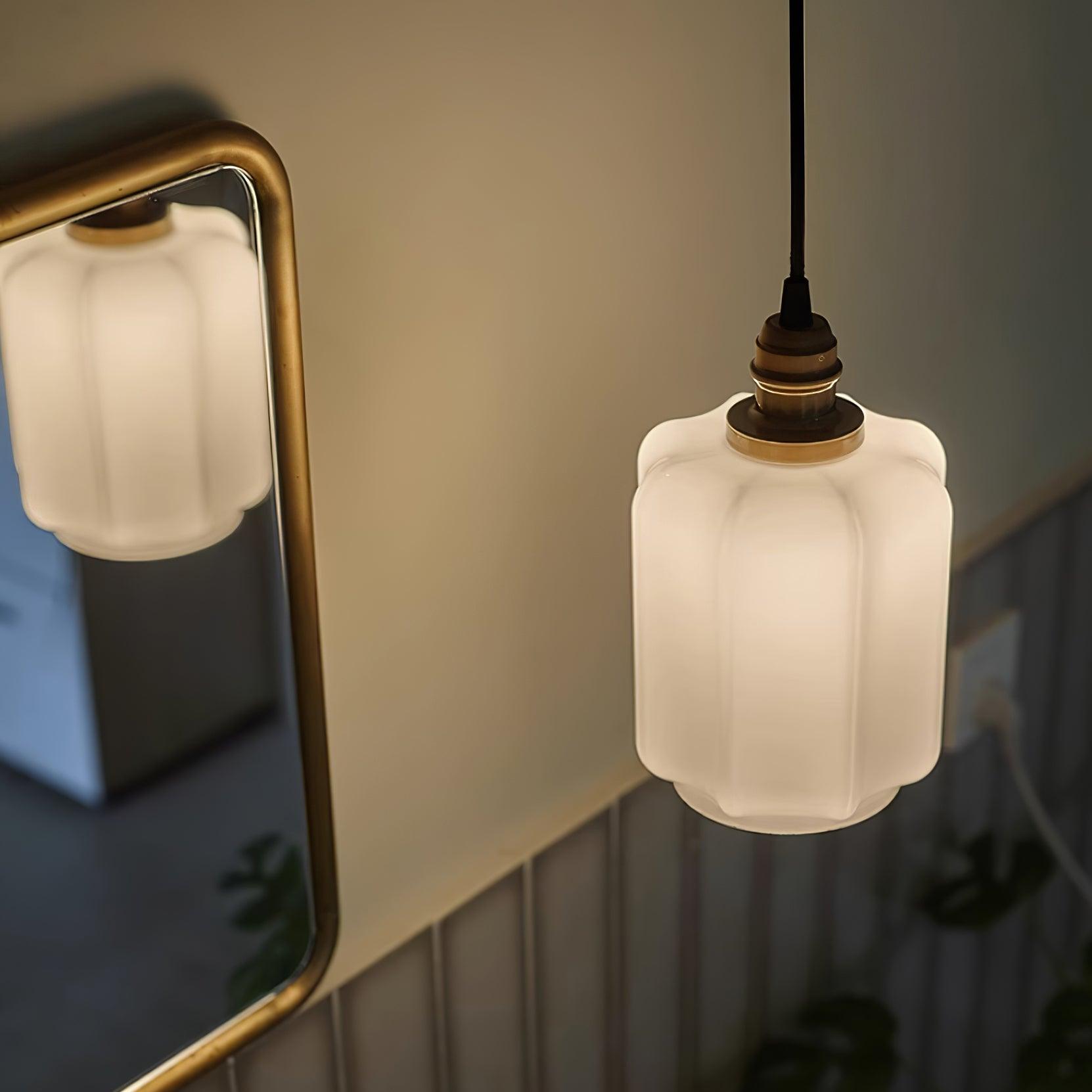 Henry White Glass & Brass Pendant Light