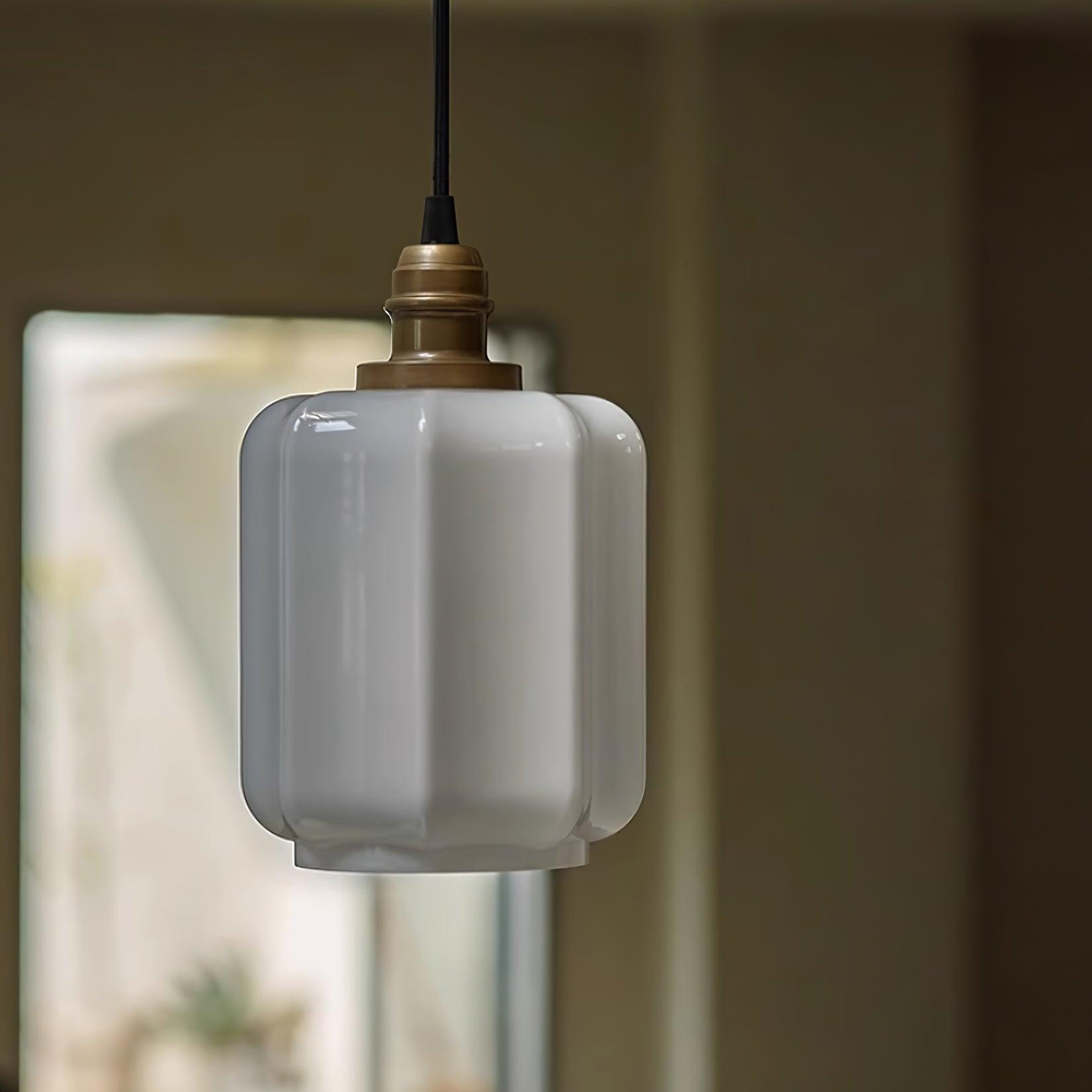 Henry White Glass & Brass Pendant Light