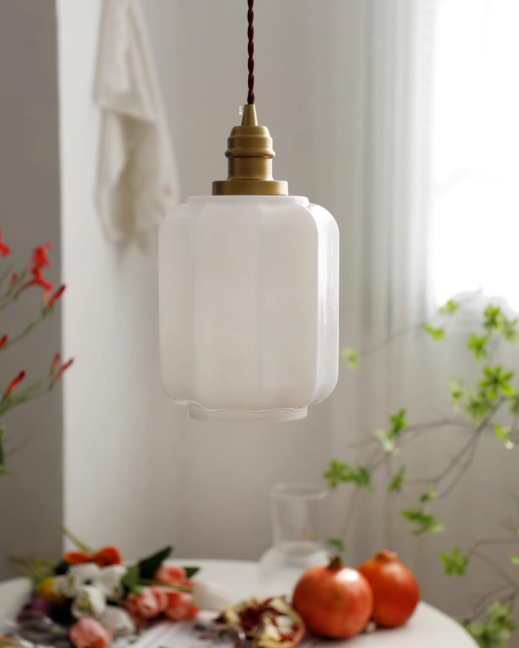 Henry White Glass & Brass Pendant Light