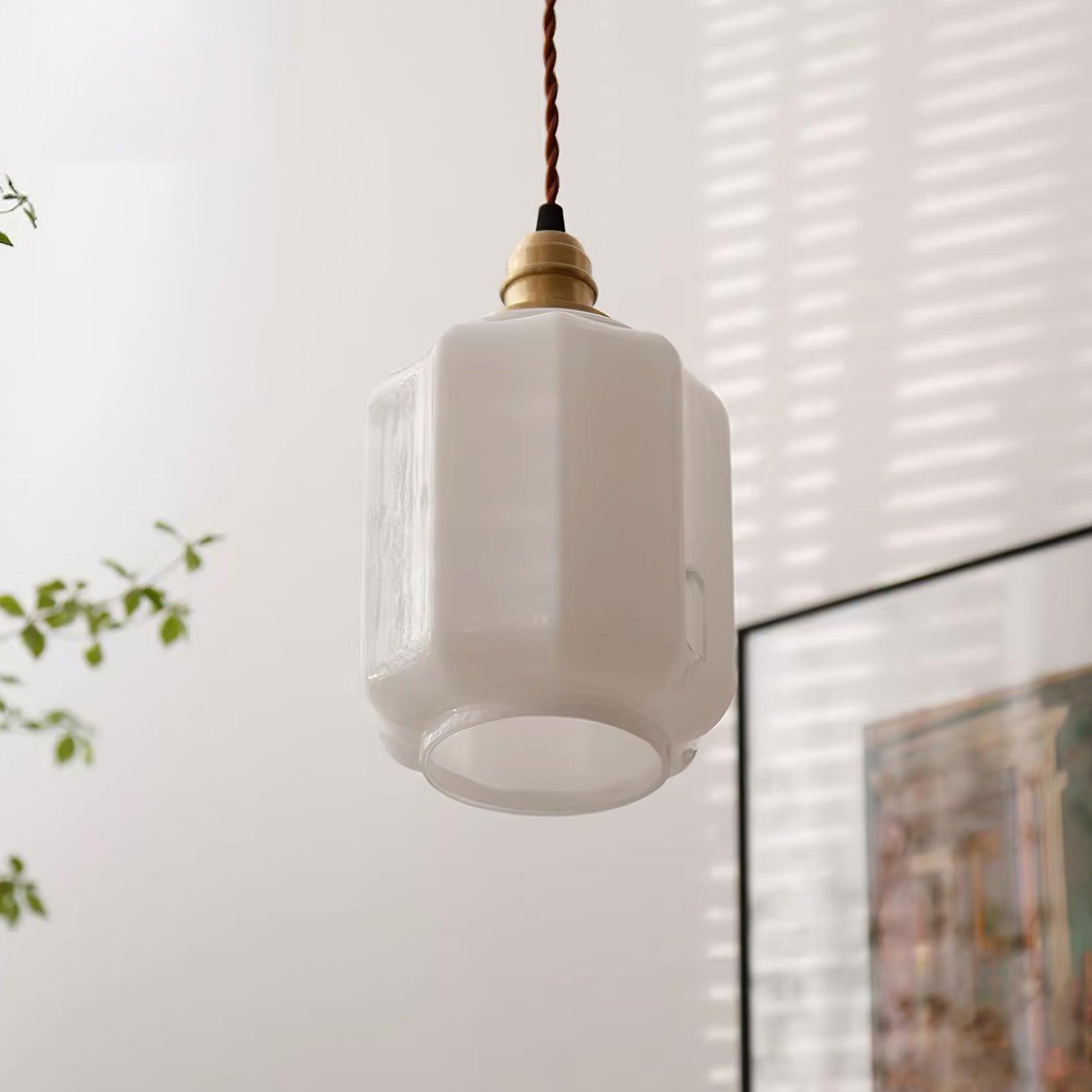 Henry White Glass & Brass Pendant Light