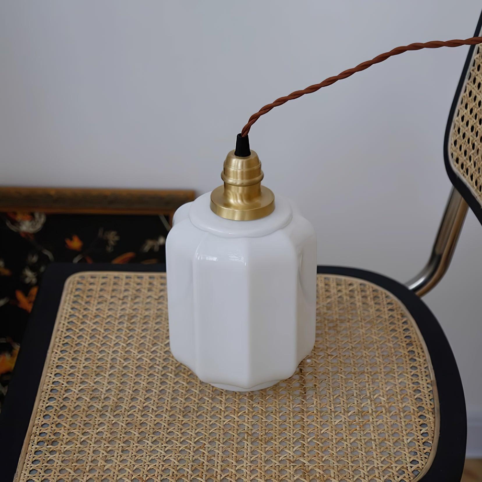 Henry White Glass & Brass Pendant Light