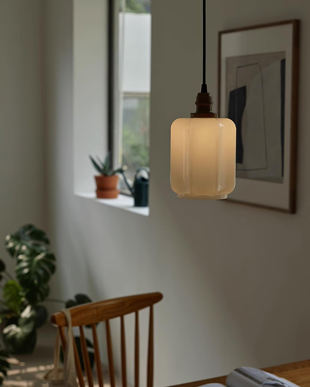 Henry White Glass & Brass Pendant Light