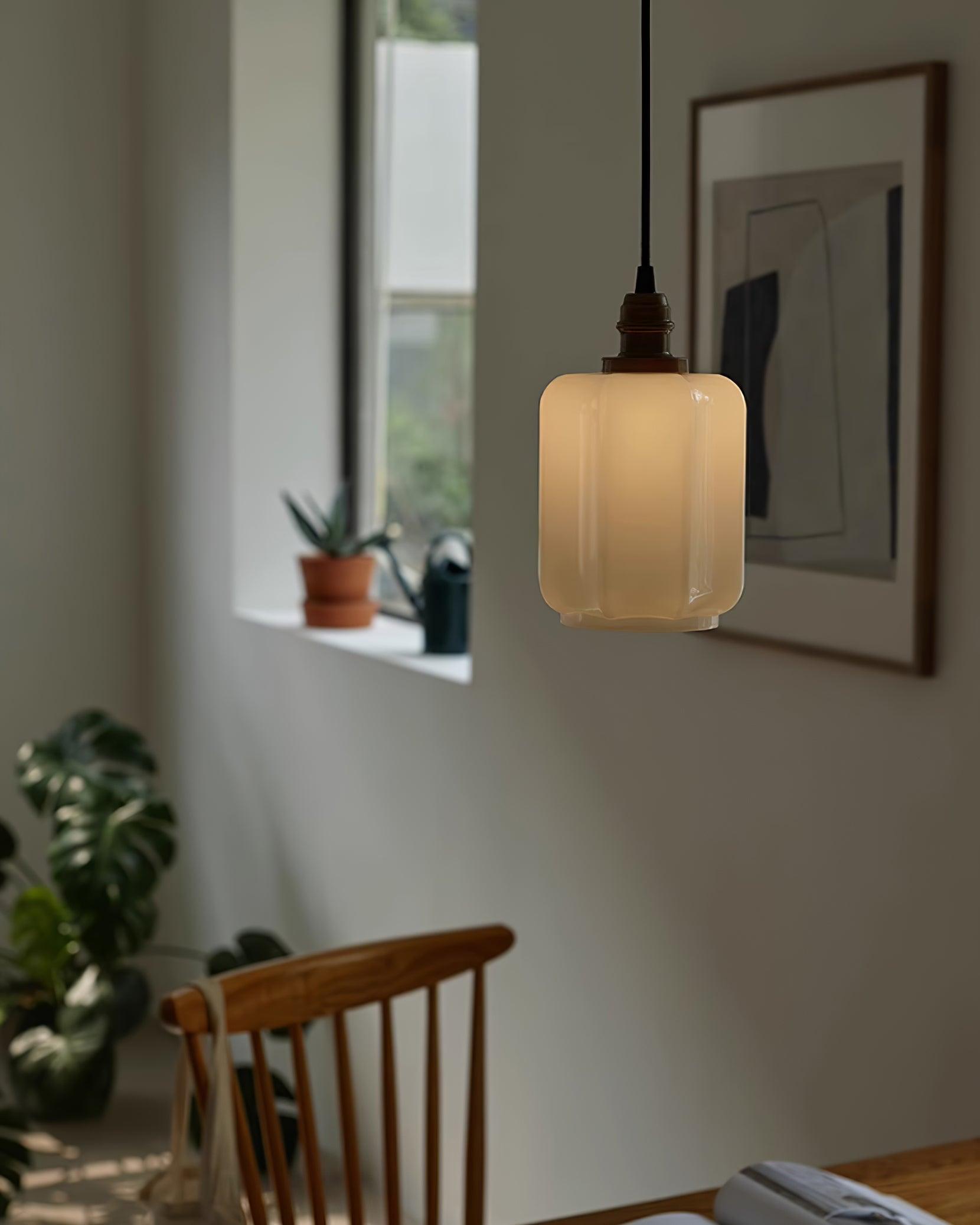 Henry White Glass & Brass Pendant Light