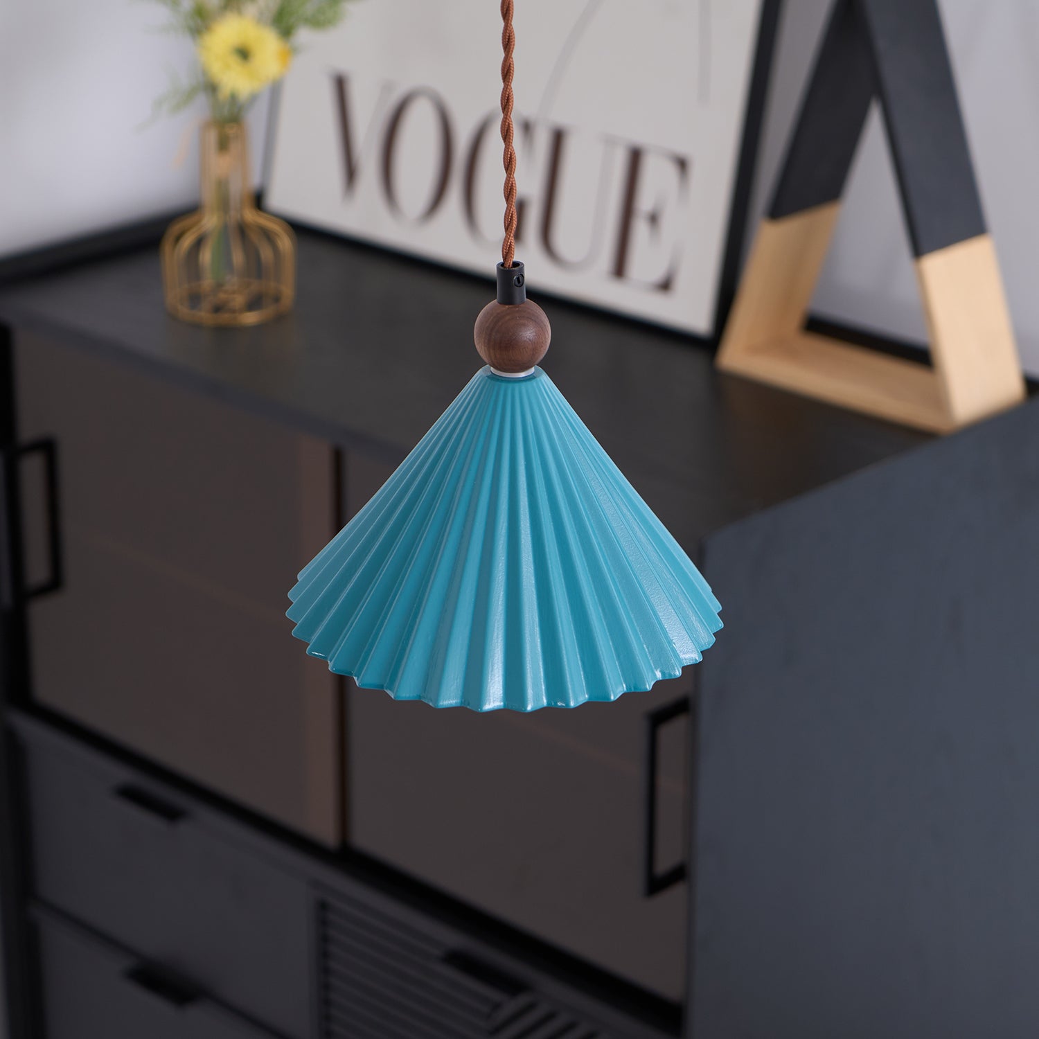 Ceramic Pleated Pendant Light