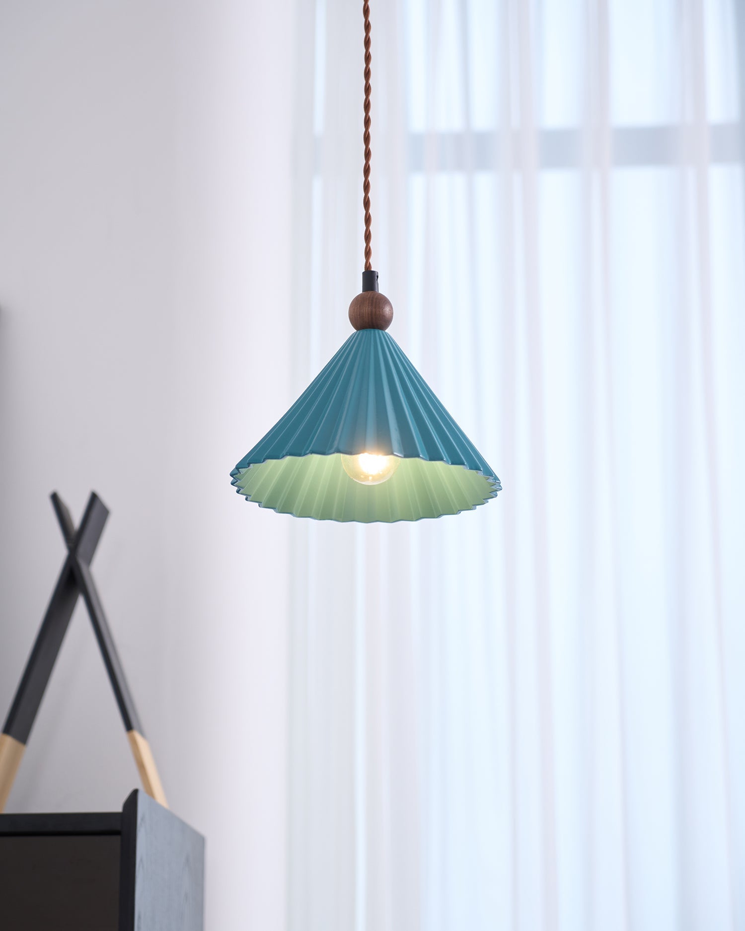 Ceramic Pleated Pendant Light