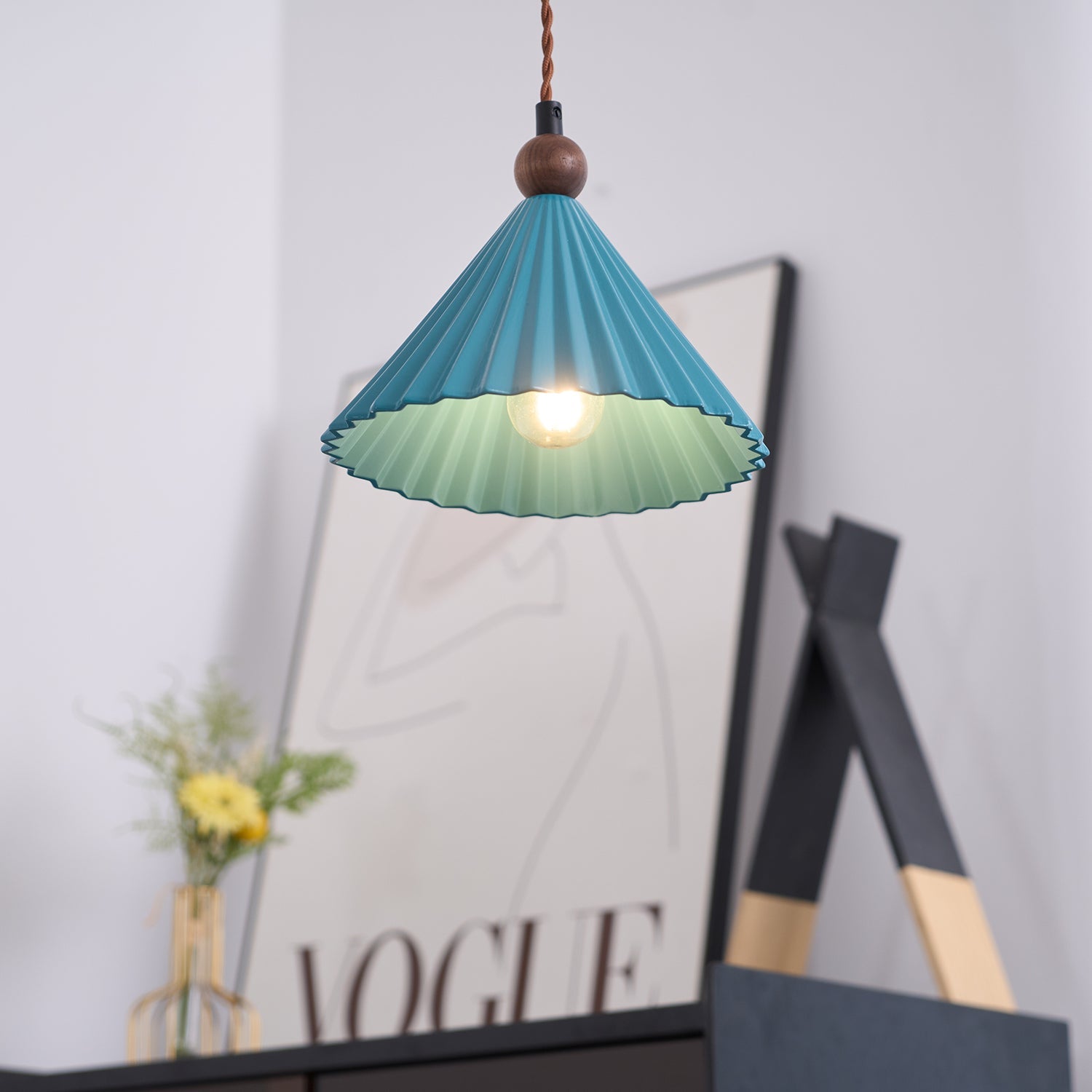 Ceramic Pleated Pendant Light