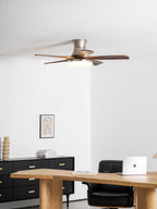 Designer Brass Wood Blade Fan Light Fixture