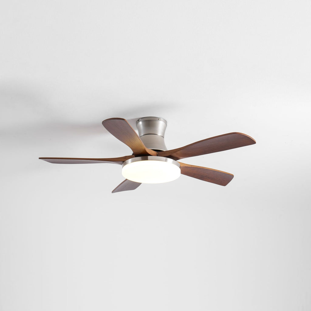 Designer Brass Wood Blade Fan Light Fixture