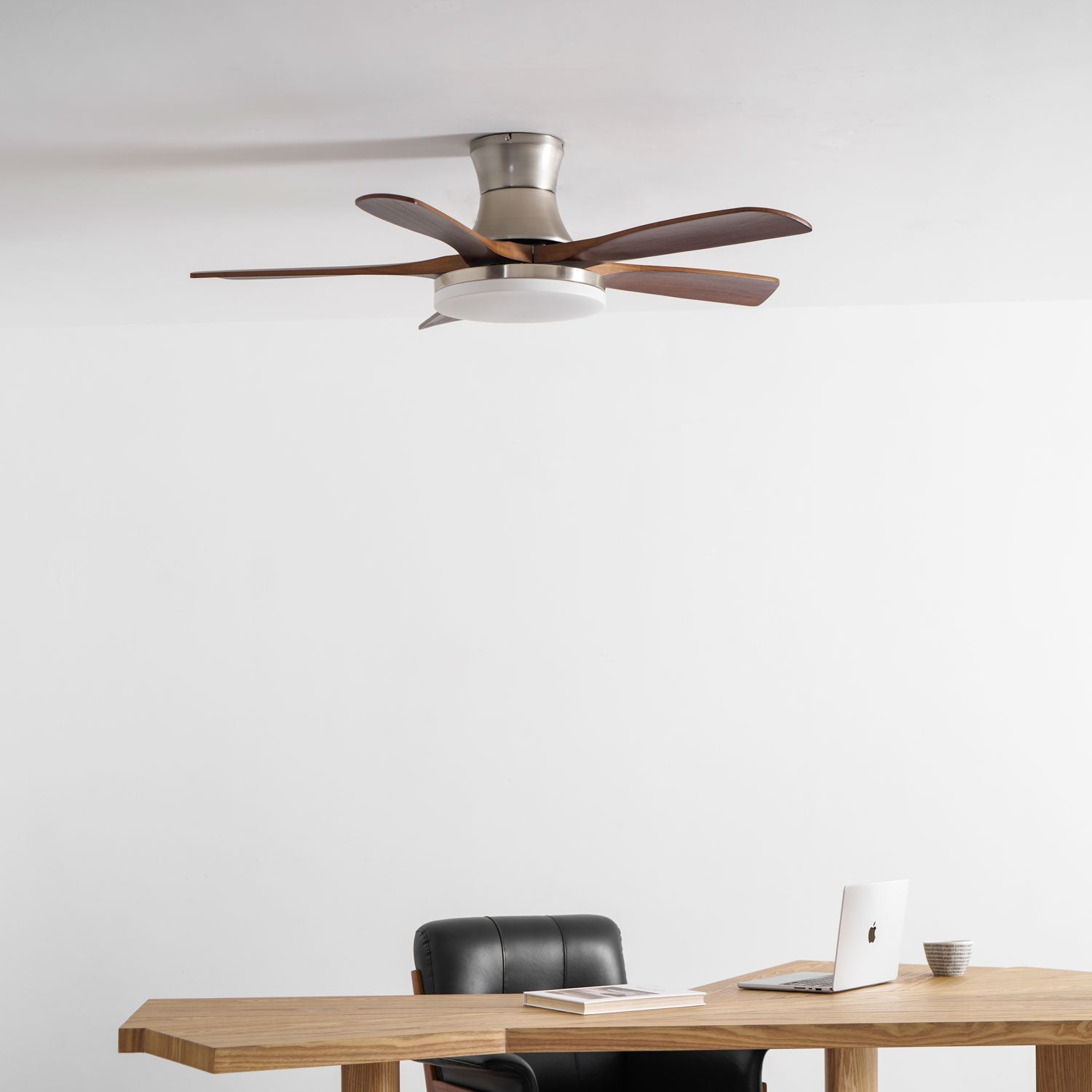 Designer Brass Wood Blade Fan Light Fixture