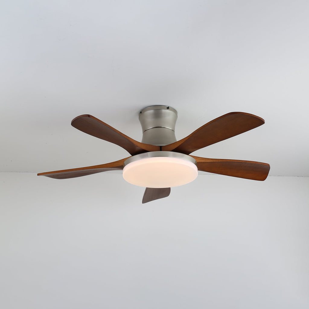 Designer Brass Wood Blade Fan Light Fixture