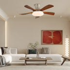 Designer Brass Wood Blade Fan Light Fixture