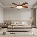 Designer Brass Wood Blade Fan Light Fixture