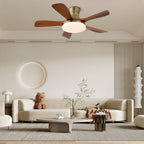 Designer Brass Wood Blade Fan Light Fixture