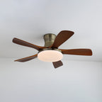 Designer Brass Wood Blade Fan Light Fixture