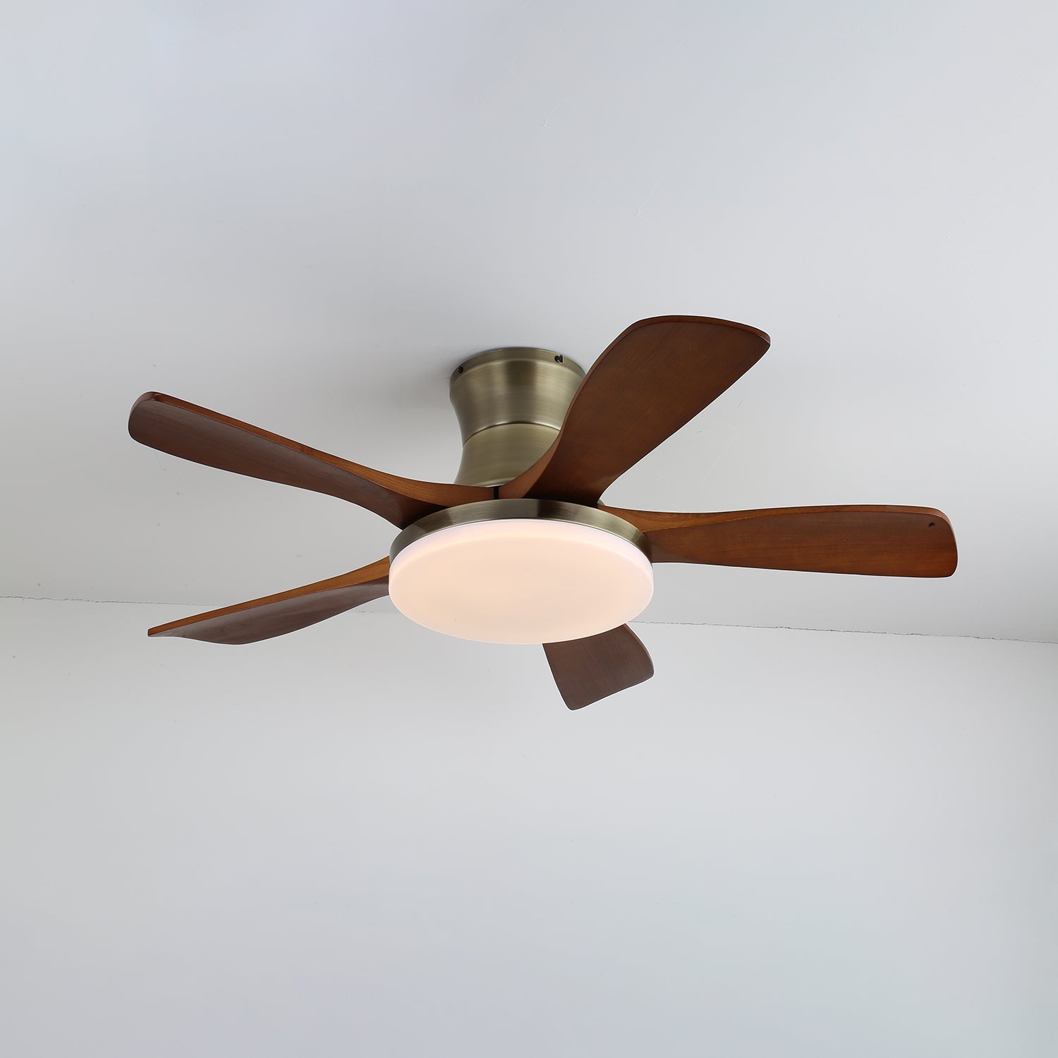 Designer Brass Wood Blade Fan Light Fixture