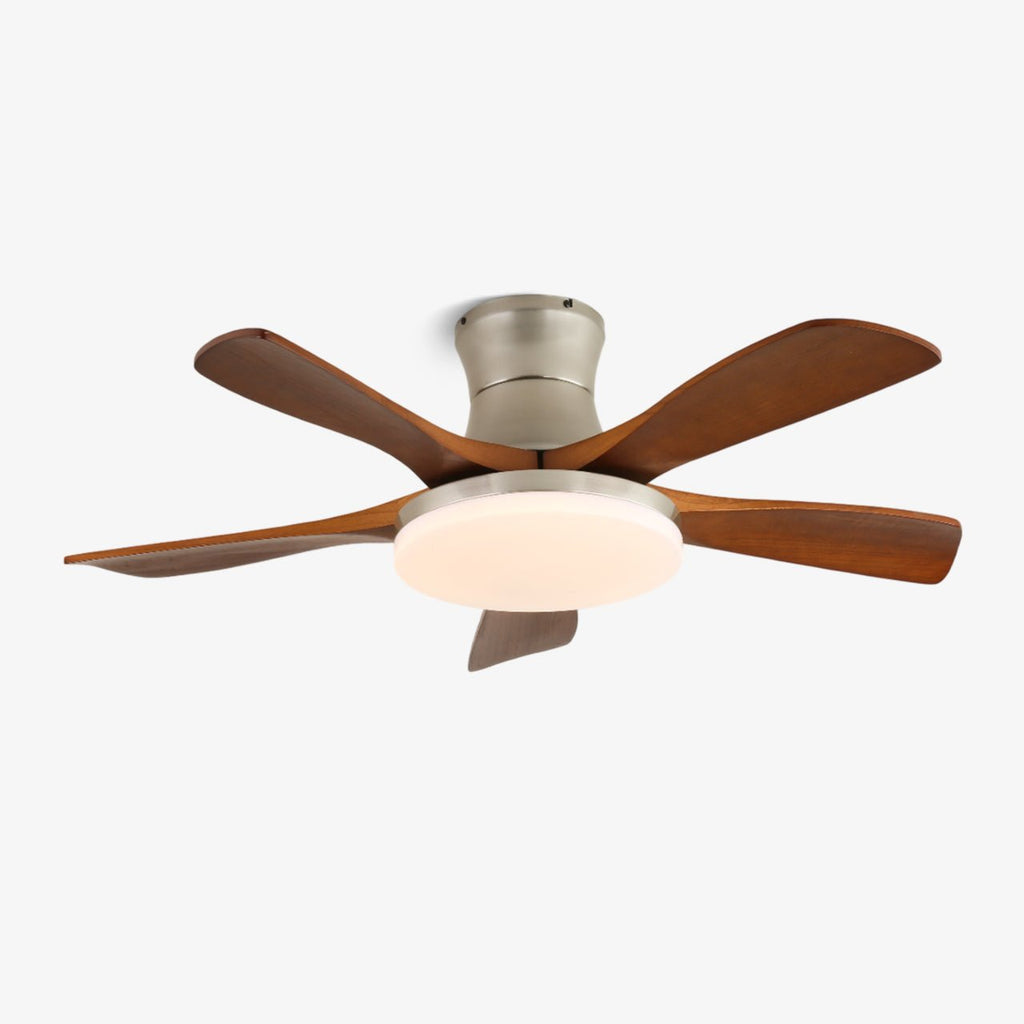 Designer Brass Wood Blade Fan Light Fixture
