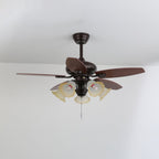 Lily Bloom Sculpted Wood Ceiling Fan Light
