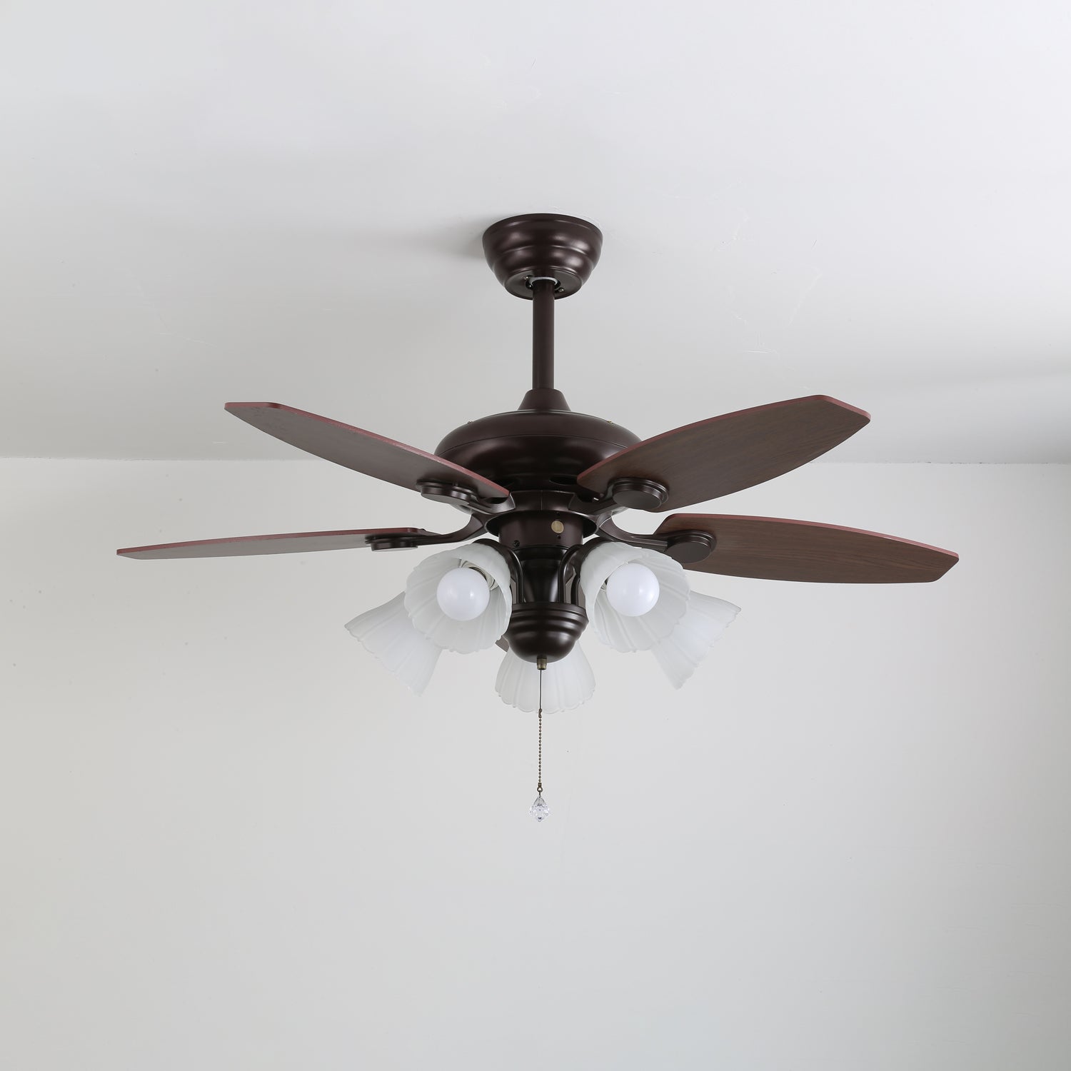 Lily Bloom Sculpted Wood Ceiling Fan Light