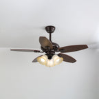 Lily Bloom Sculpted Wood Ceiling Fan Light
