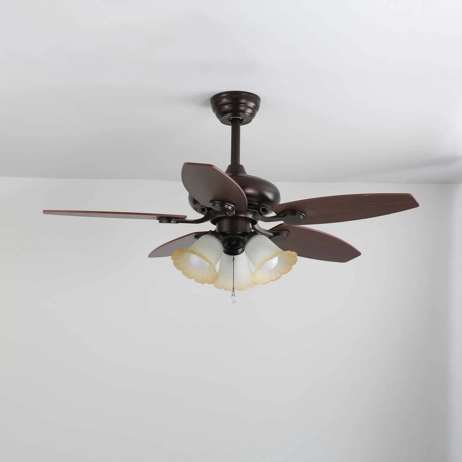 Lily Bloom Sculpted Wood Ceiling Fan Light