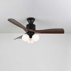 Luxury Amber Orb Wood Blade Fan Light