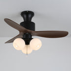 Luxury Amber Orb Wood Blade Fan Light