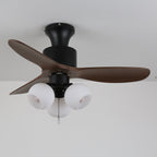Luxury Amber Orb Wood Blade Fan Light