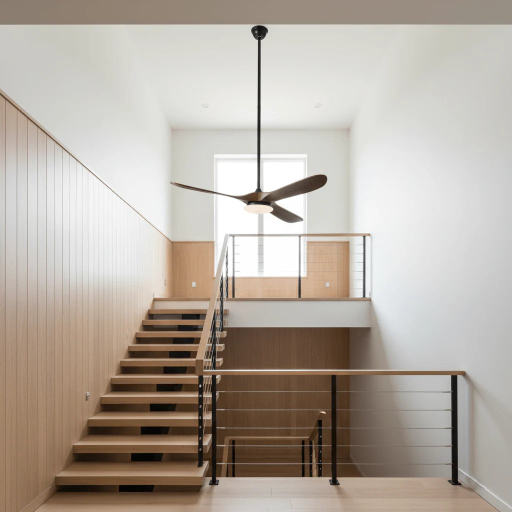 Maverick Sculpted Wood Blade Ceiling Fan Light