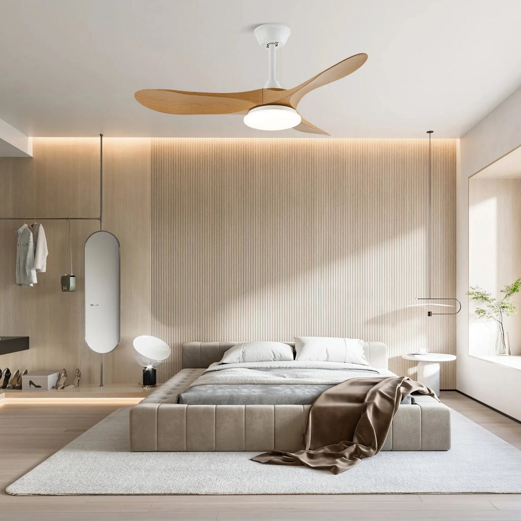 Maverick Sculpted Wood Blade Ceiling Fan Light