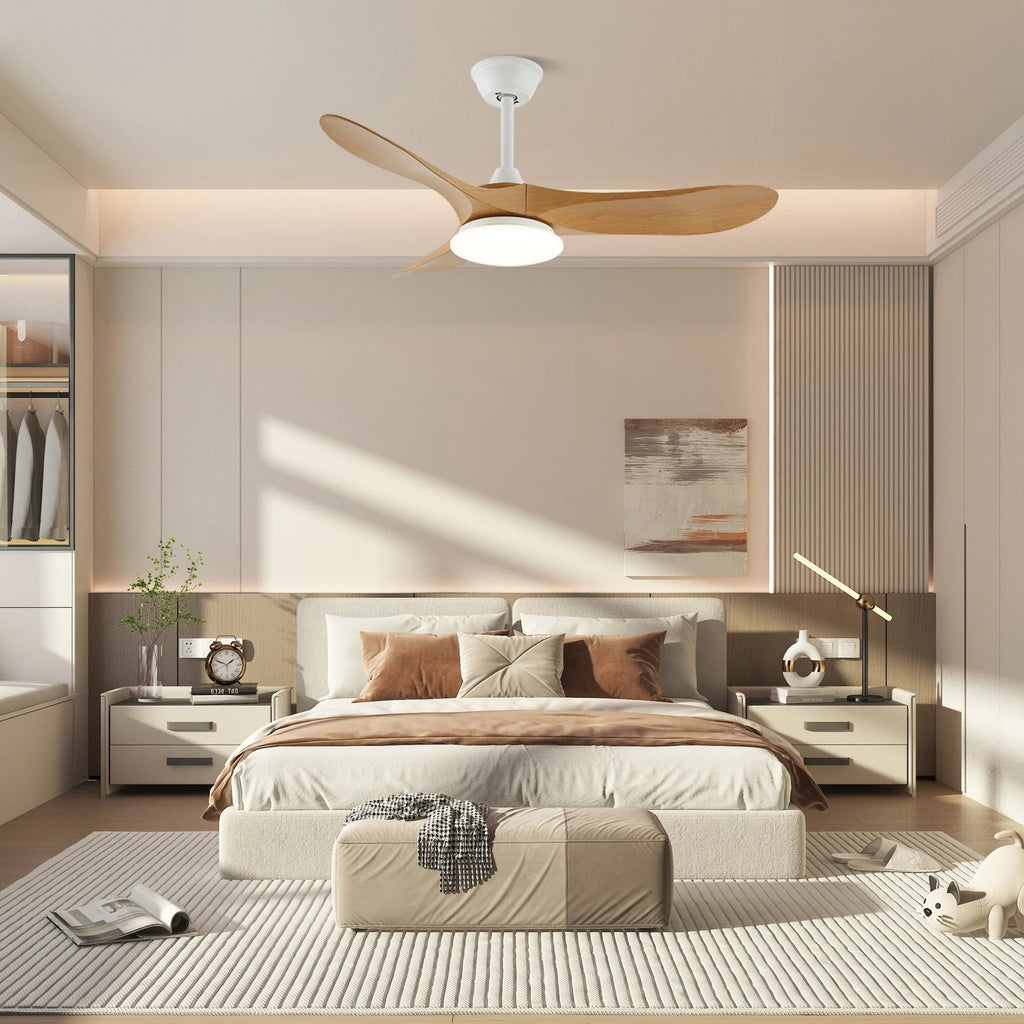 Maverick Sculpted Wood Blade Ceiling Fan Light