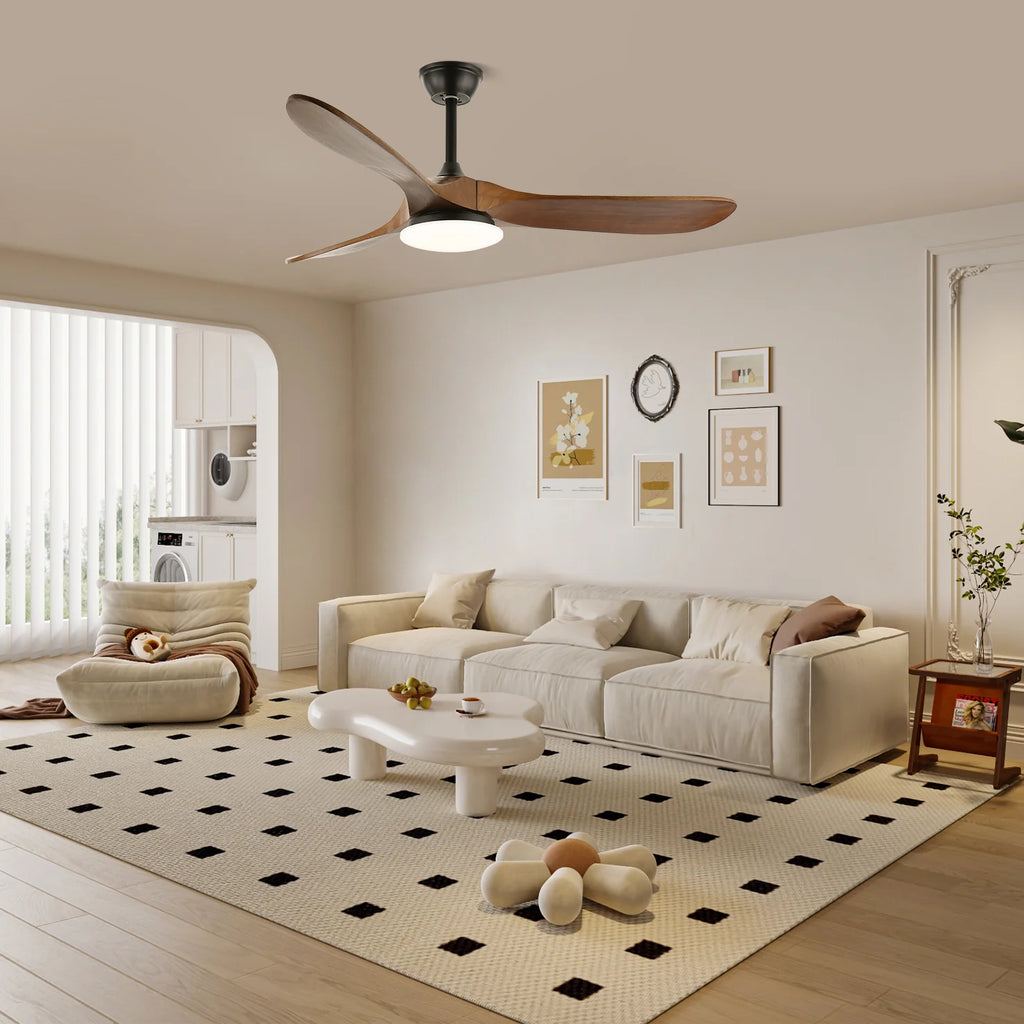 Maverick Sculpted Wood Blade Ceiling Fan Light