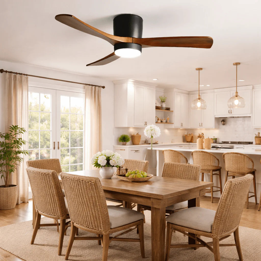 Nordic Wood Blade Ceiling Fan Light
