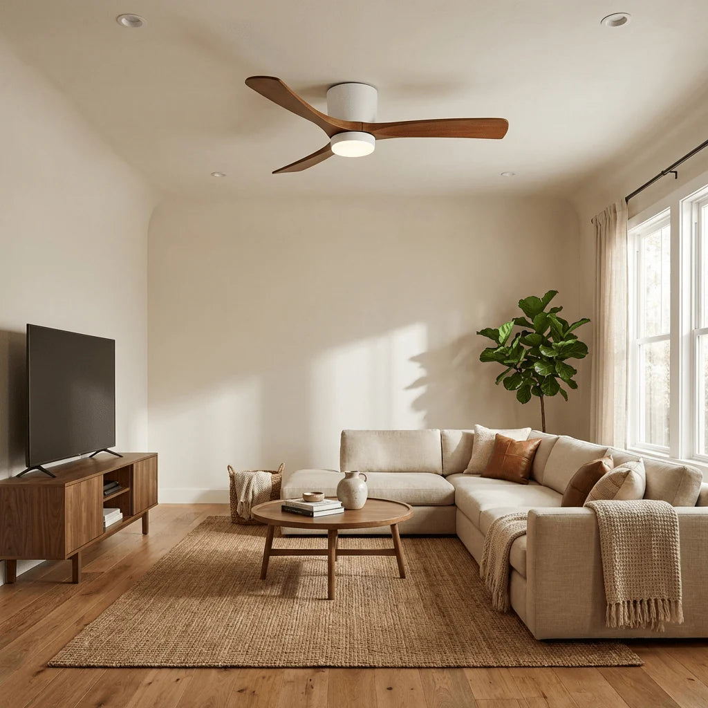 Nordic Wood Blade Ceiling Fan Light